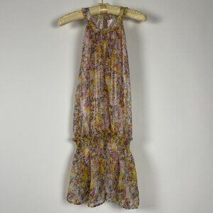 Aya Womens Sleeveless Halter Ruffle Mini Dress Small Smocked Waist Multicolor
